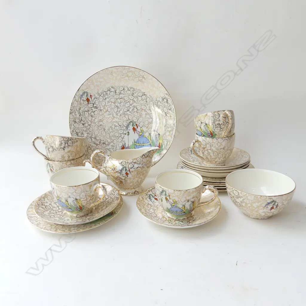 CRINOLINE LADY 21 PIECE TEA SET BY EMPIRE, ENGLAND Image 1++