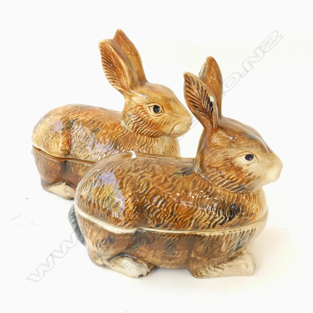 PR RABBIT LIDDED DISHES; 1 FRENCH 'CAUGENT' L 200MM Image 1++