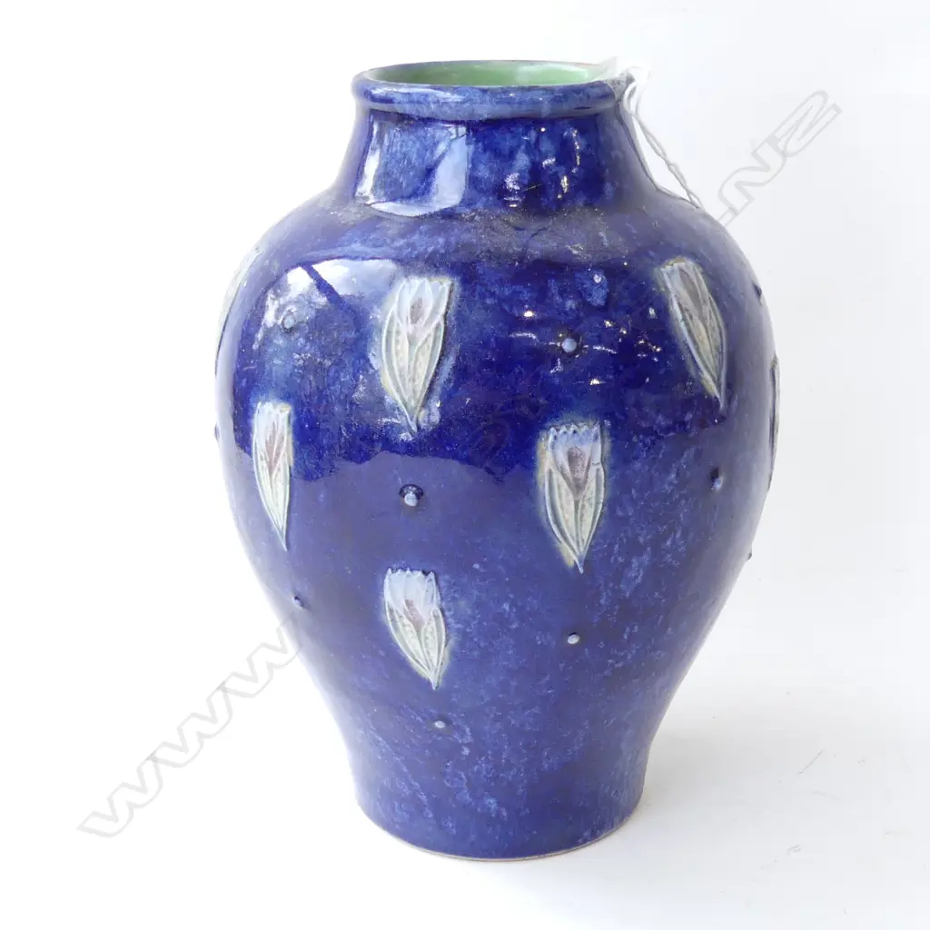 ROYAL DOULTON VASE; DARK BLUE GLAZE H.200mm Image 1++