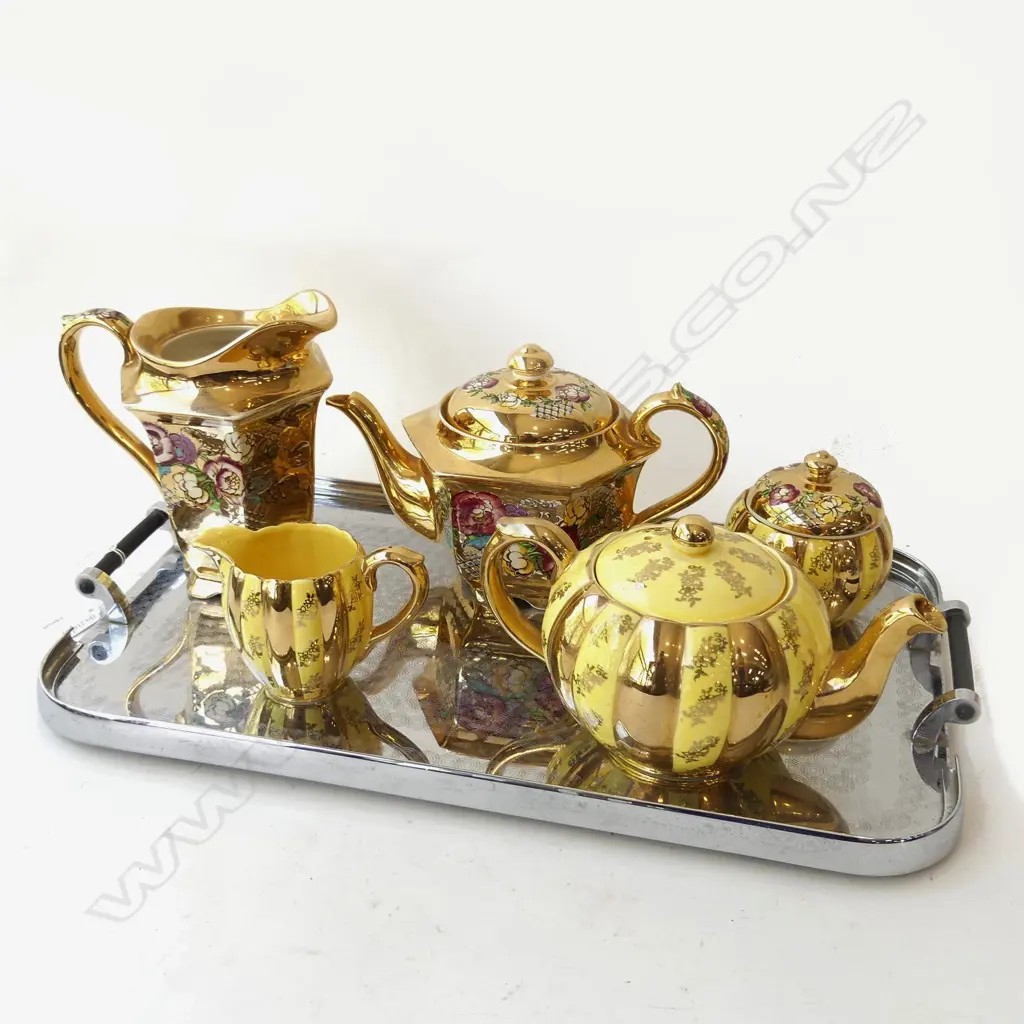 TWO SADLER PART TEA SERVICE’S + DECO CHROME TRAY Image 1++