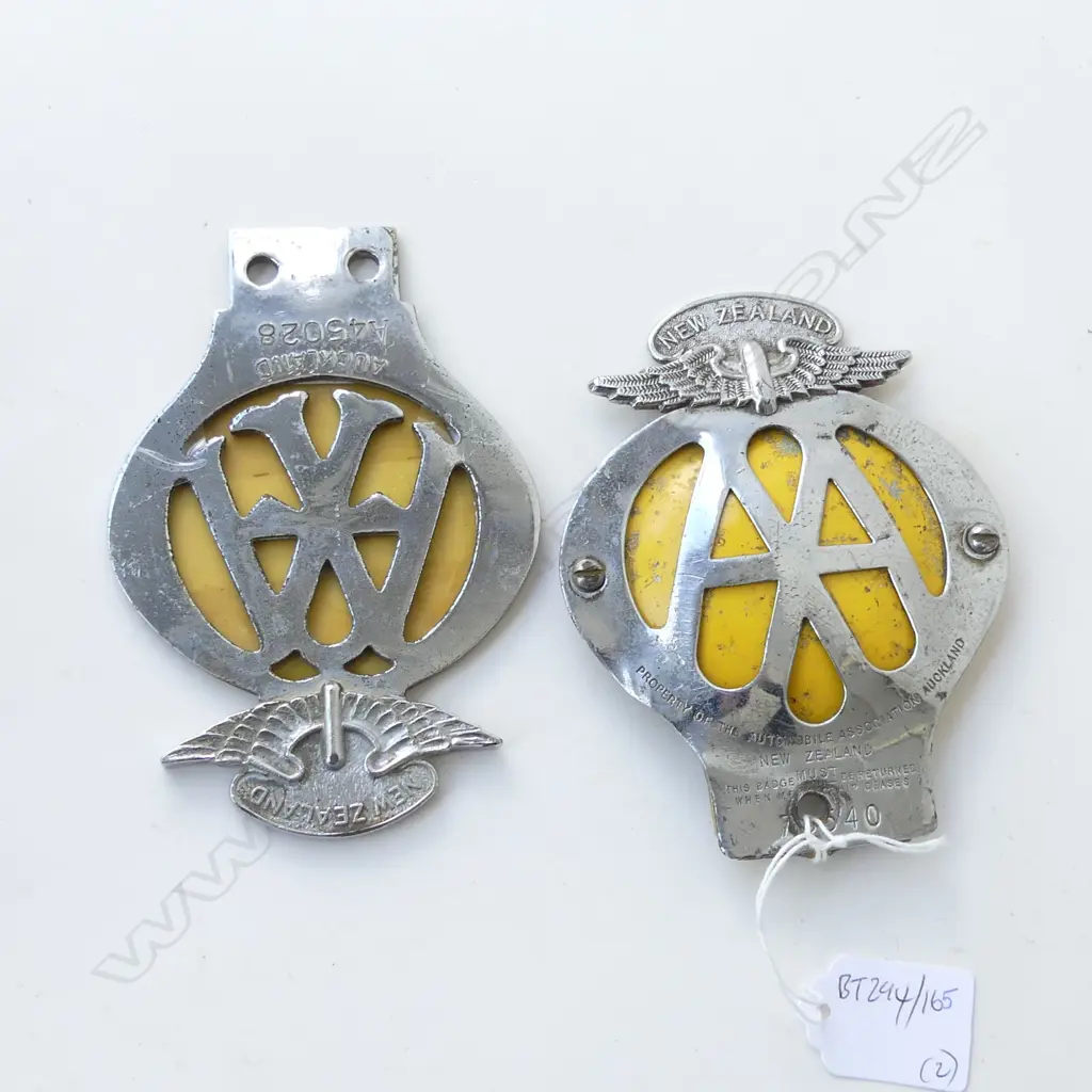 TWO AA AUCKLAND CAR BADGES Image 1++