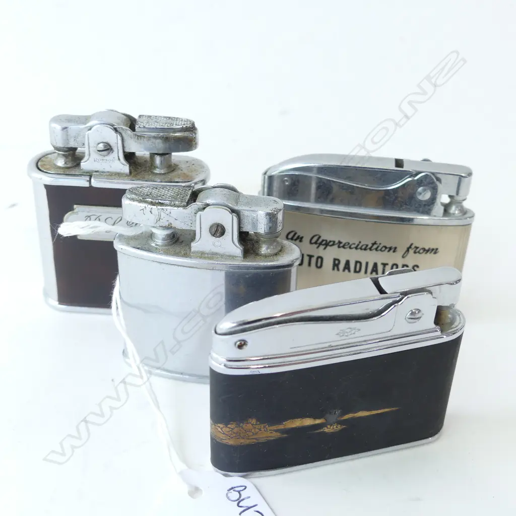 4 LIGHTERS 2 RONSON 1 PRINCE DAMASCENE + 1 NOBLE ALL WORKING Image 1++