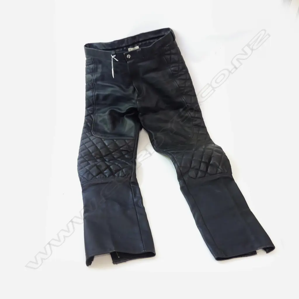 PR BLACK LEATHER MOTOR BIKE TROUSERS Image 1++