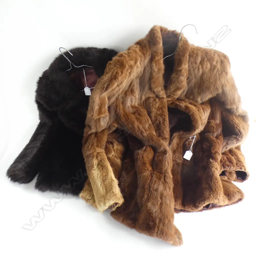 2 VINTAGE FUR COATS (DARKER IS FAUX) Image 1++