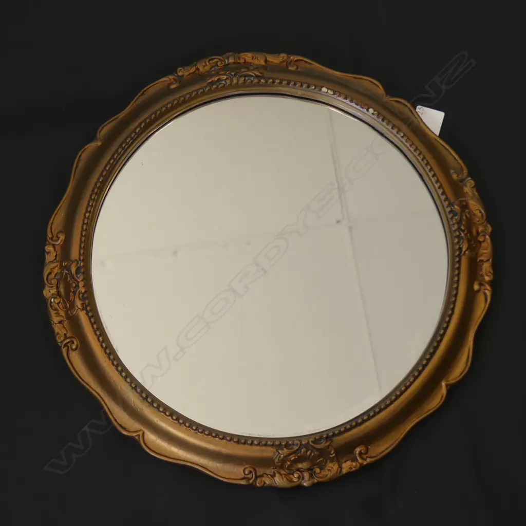 GILT FRAMED ROUND WALL MIRROR DIA  360MM Image 1++