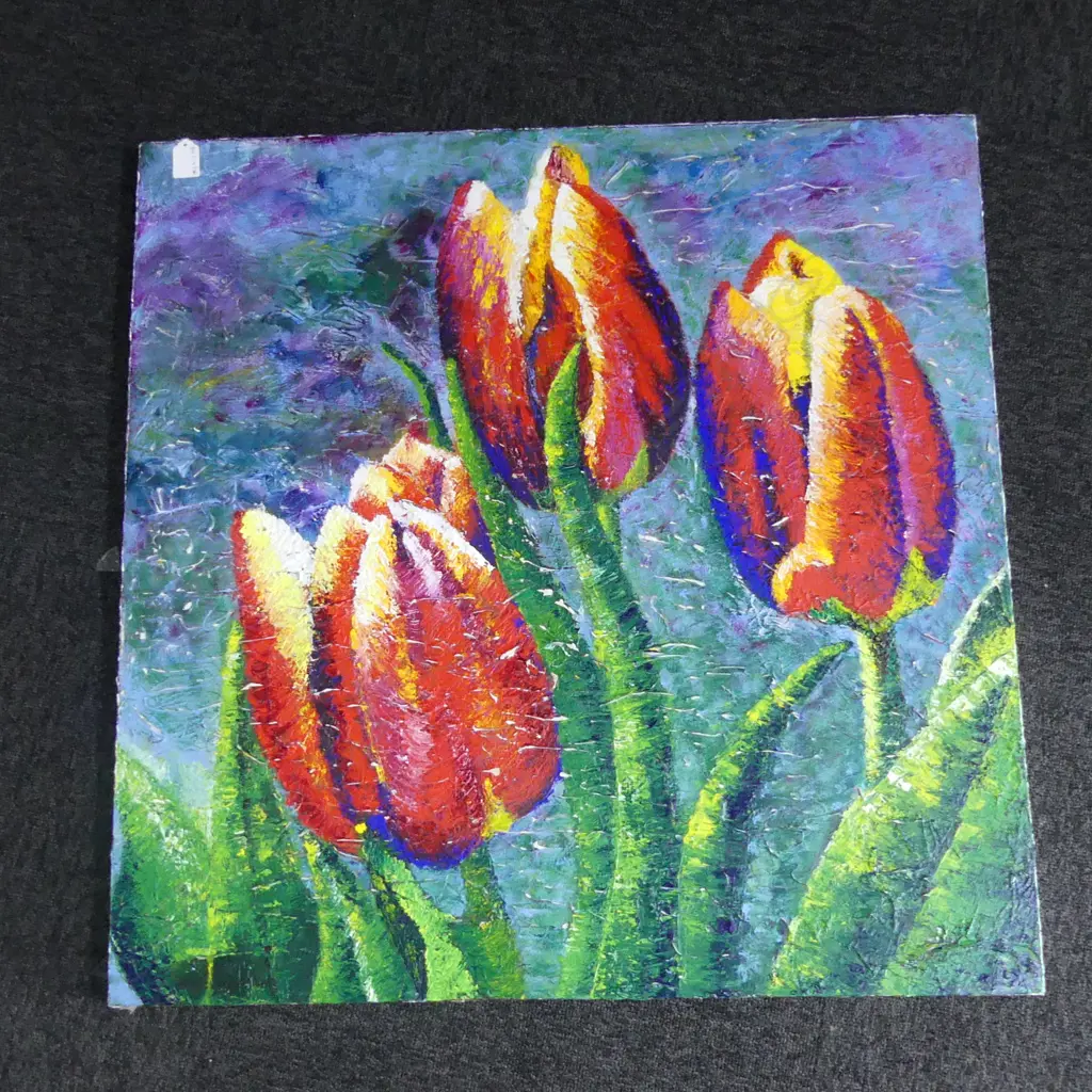 ARTIST UKNOWN TULIPS MIXED MEDIA 760x760mm Image 1++