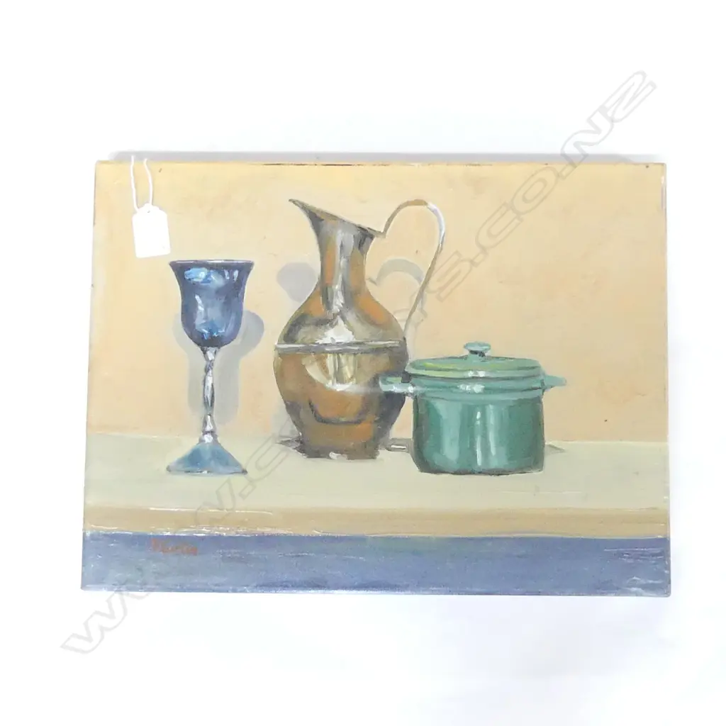 V. CURTIS? STILL LIFE OIL, UNFRAMED 300x405mm Image 1++