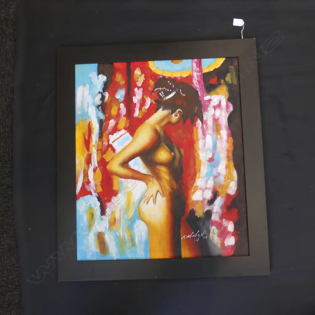 NUDE LADY PORTRAIT - OIL ON BOARD - SIGNED MELODY K (?)  640 X 540MM Image 1++