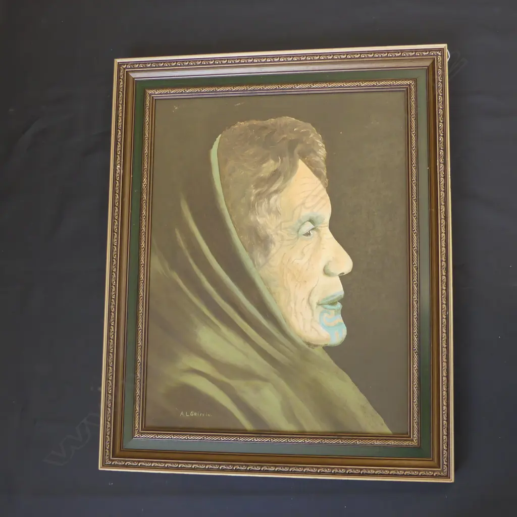 A. I. GRIFFIN; MAORI ELDER w. MOKO 585x445mm Image 1++