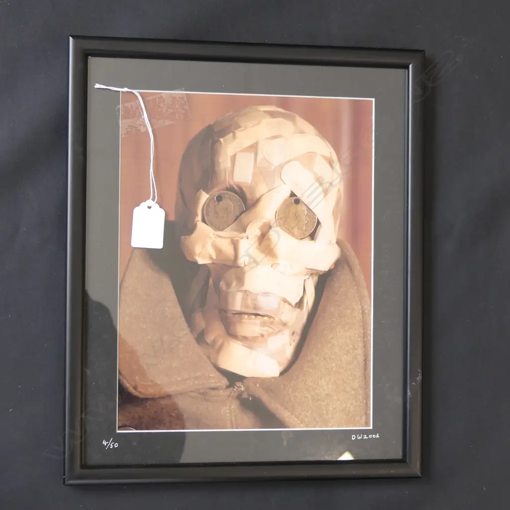 DOUGLAS WRIGHT PRINT; SKULL w. PLASTERS, 4/50 INITIALLED & DATED 2006 260x200mm  Image 1++