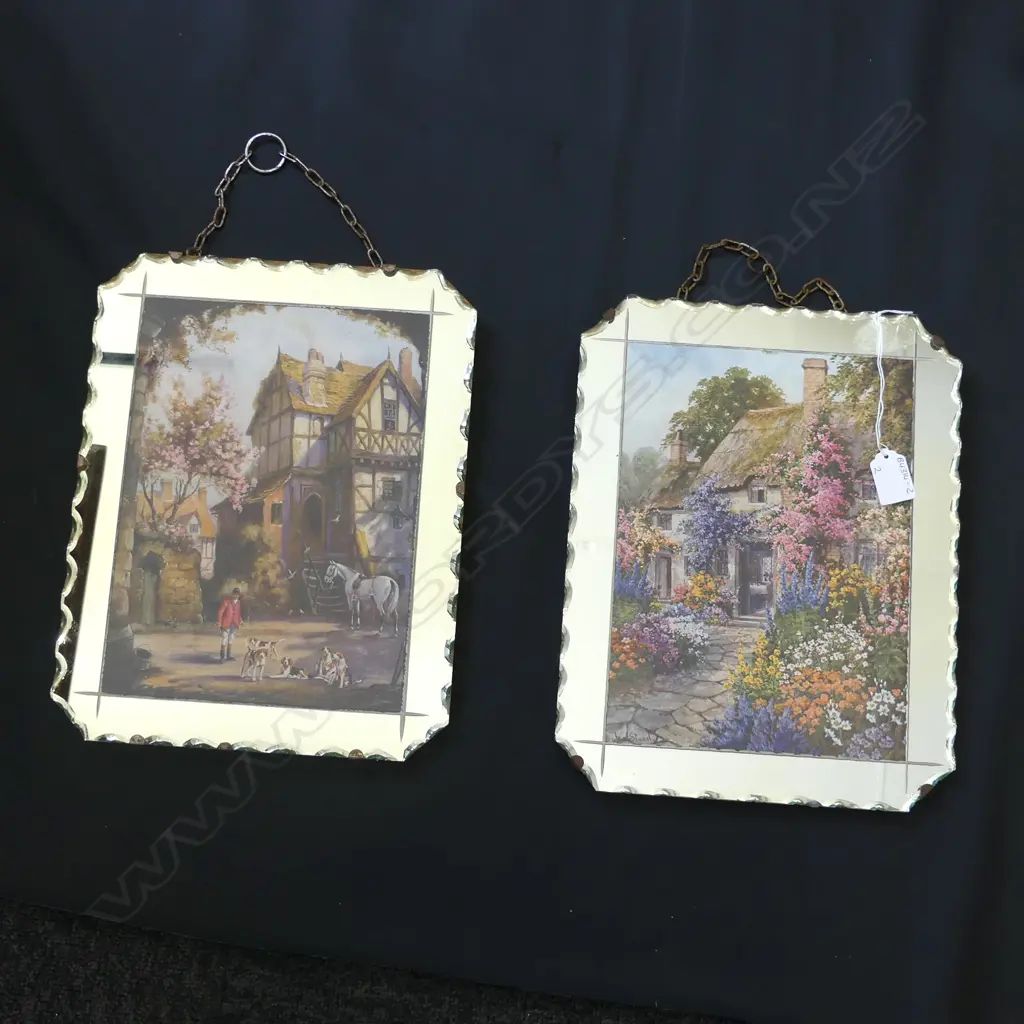 PR WOOD BACKED BEVELLED MIRROR FRAMED COTTAGE PRINTS 255 X 330MM Image 1++