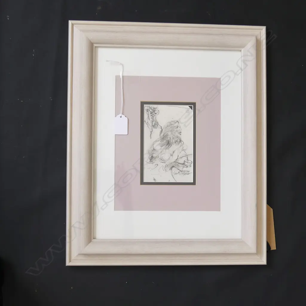 GARTH TAPPER 'AT THE BAR' SIGNED PENCIL SKETCH 135x85mm Image 1++