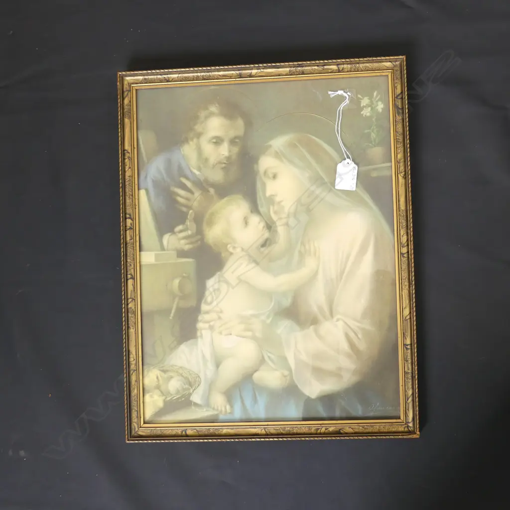 FRAMED RELIGIOUS PRINT, JESUS, MARY & JOSEPH 410 X 300MM Image 1++