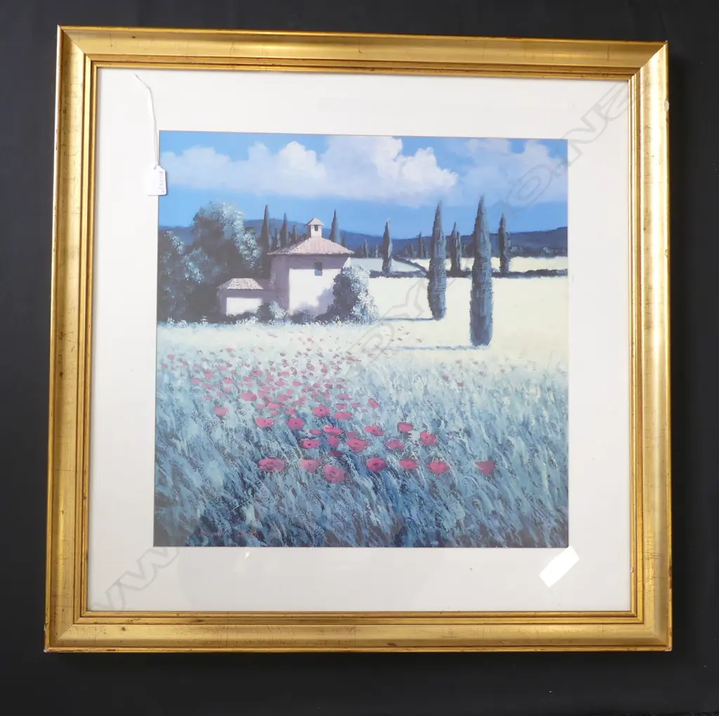 DAVID SHORT PRINT EUROPEAN LANDSCAPE GILT FRAME 490x490mm Image 1++