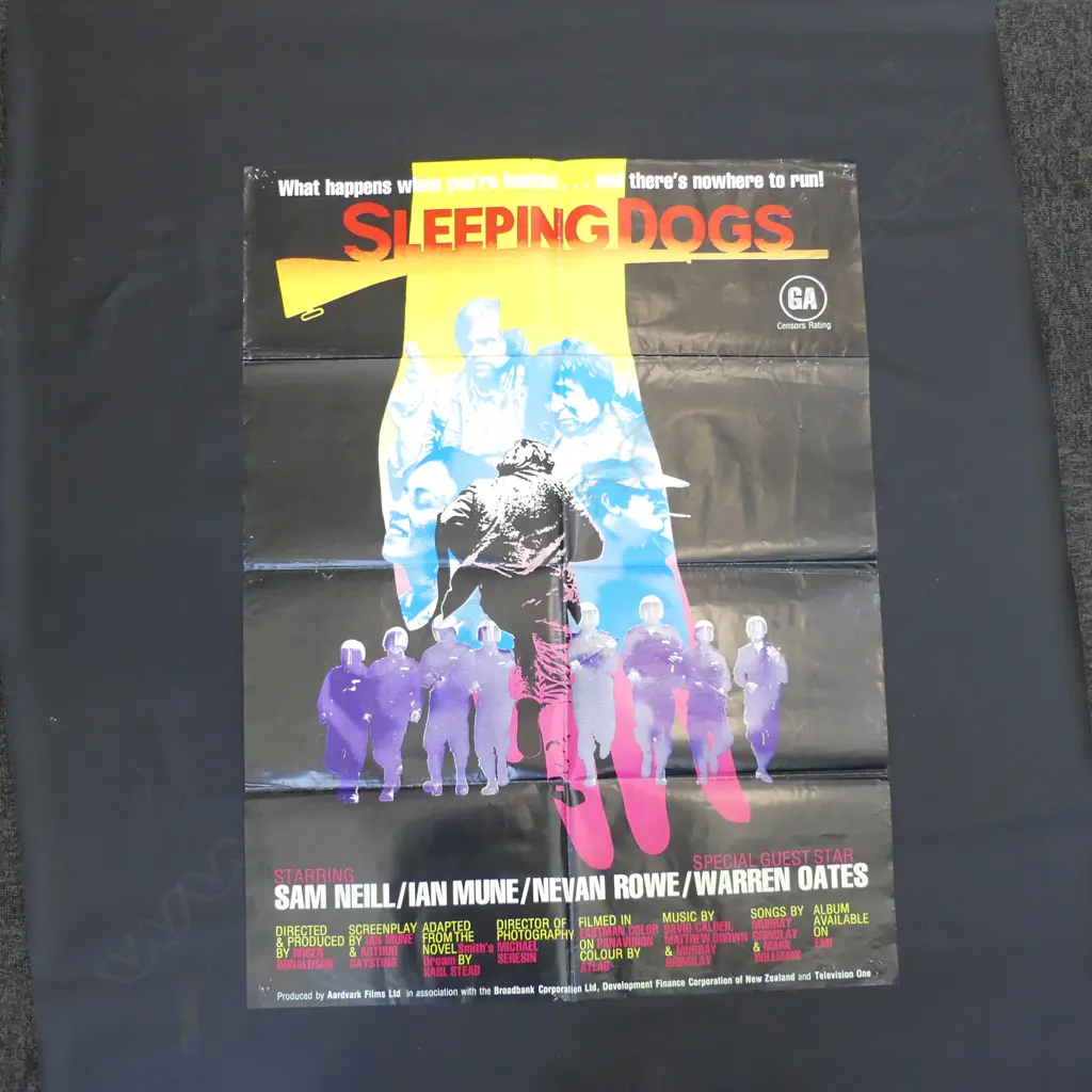 VINTAGE MOVIE POSTER 'SLEEPING DOGS' NZ? PRINTED H. 870mm x 655mm Image 1++