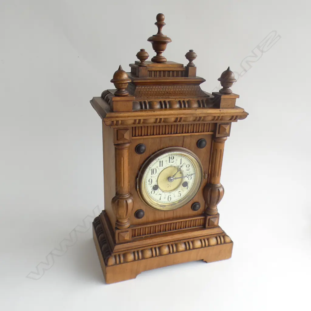 ARCHITECTURAL LATE VICTORIAN WALNUT CLOCK Image 1++