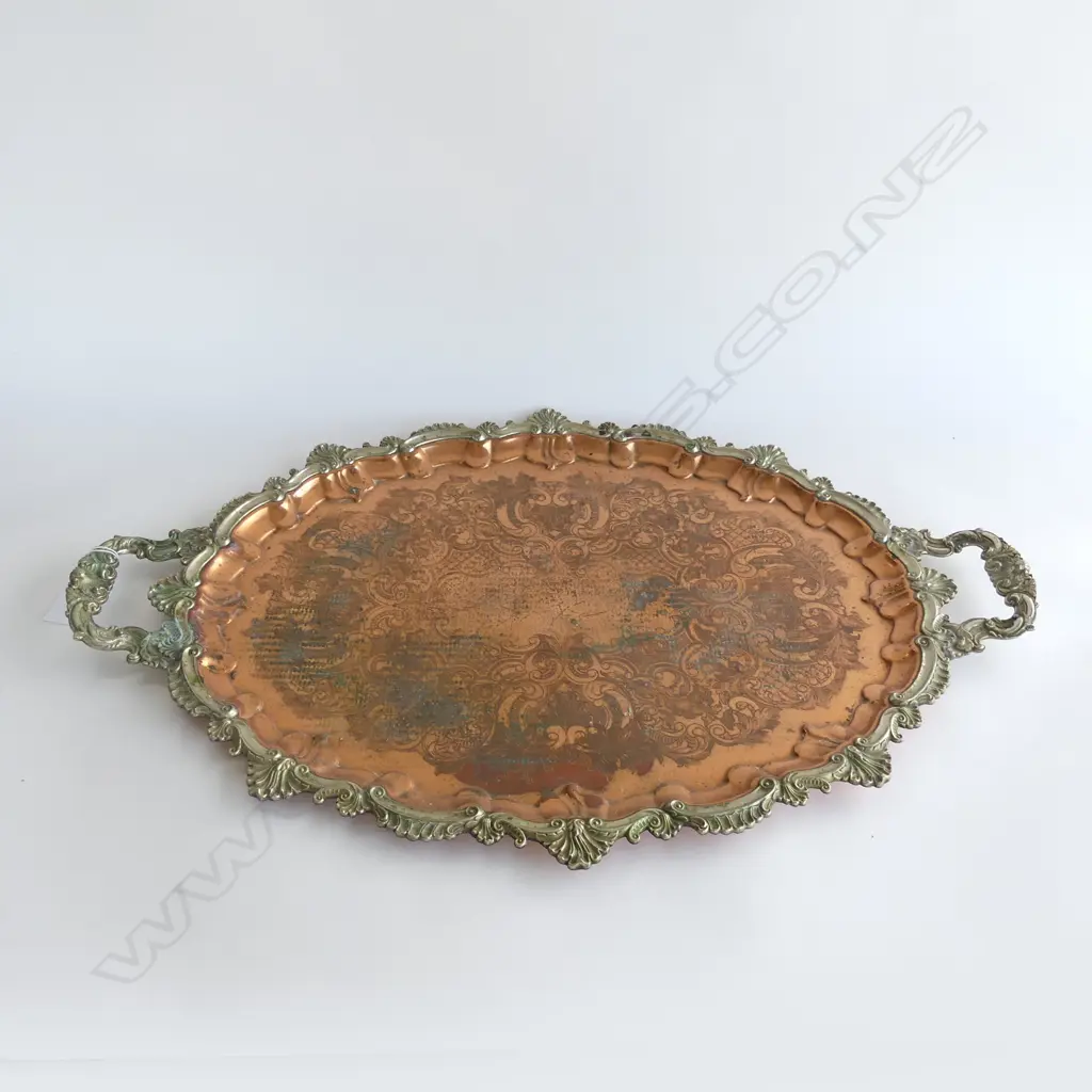 LG WALKER & HALL REPRODUCTION OF OLDE ENGLISH SILVER PLATE TRAY L .730MM Image 1++