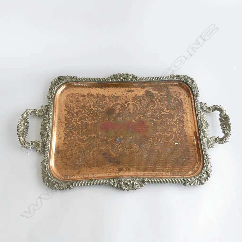 	LG WALKER & HALL REPRODUCTION OF OLDE ENGLISH SILVER PLATE TRAY L 610MM Image 1++