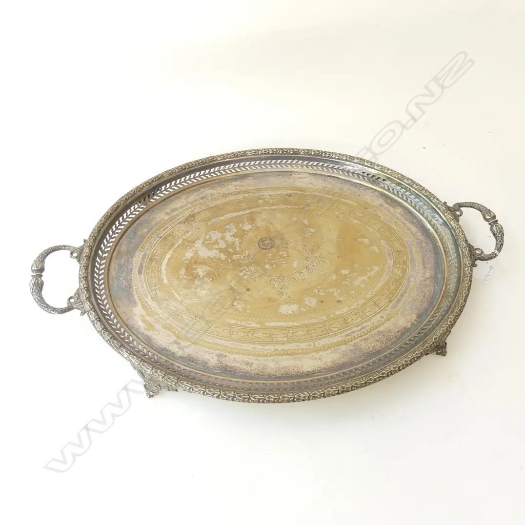 OLD SILVER ON COPPER TRAY W.600mm Image 1++