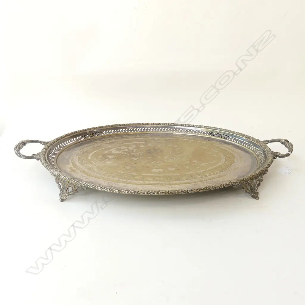 OLD SILVER ON COPPER TRAY W.600mm Image 1++