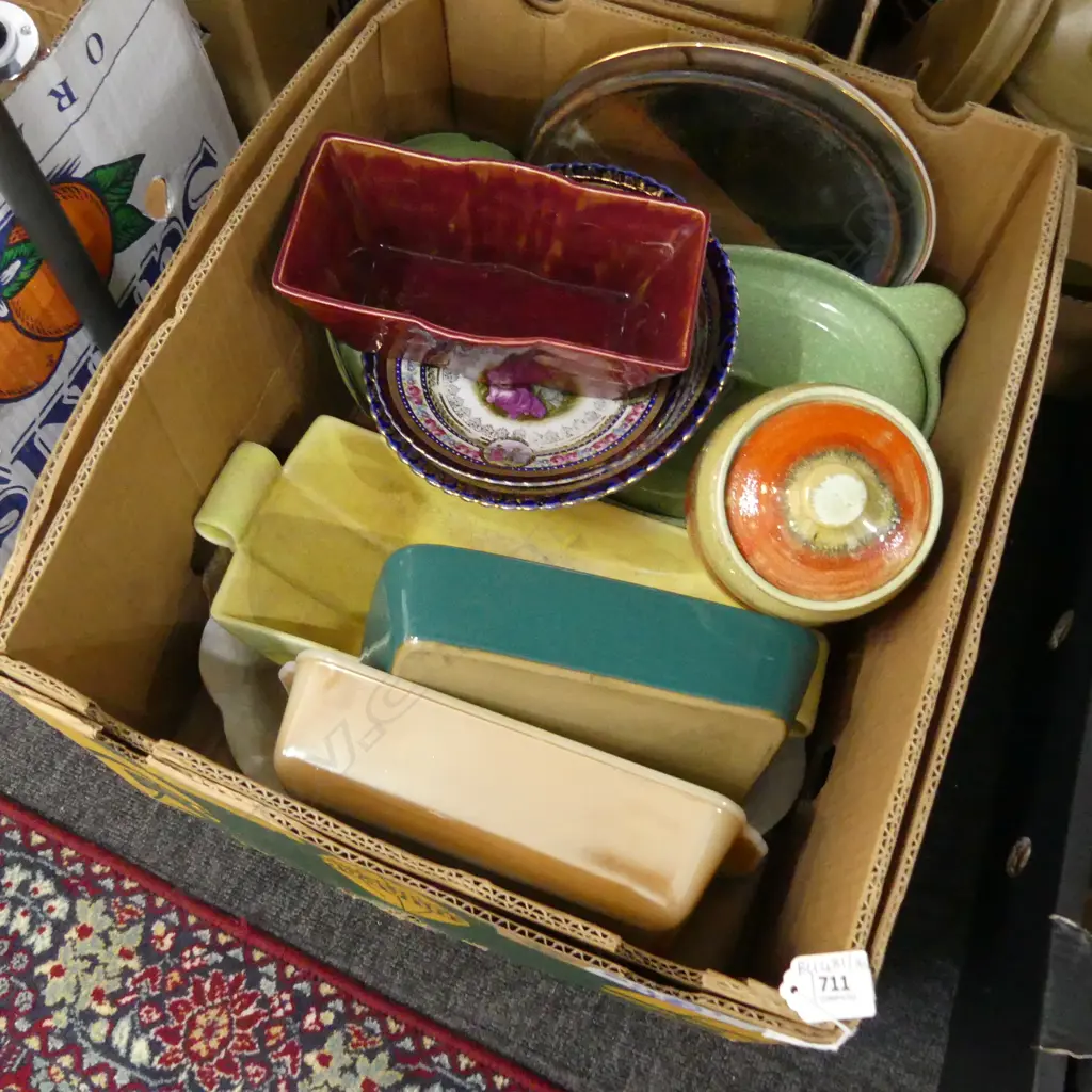 BOX LOT VINTAGE OVEN DISHES; DENBY, VASES ETC Image 1++