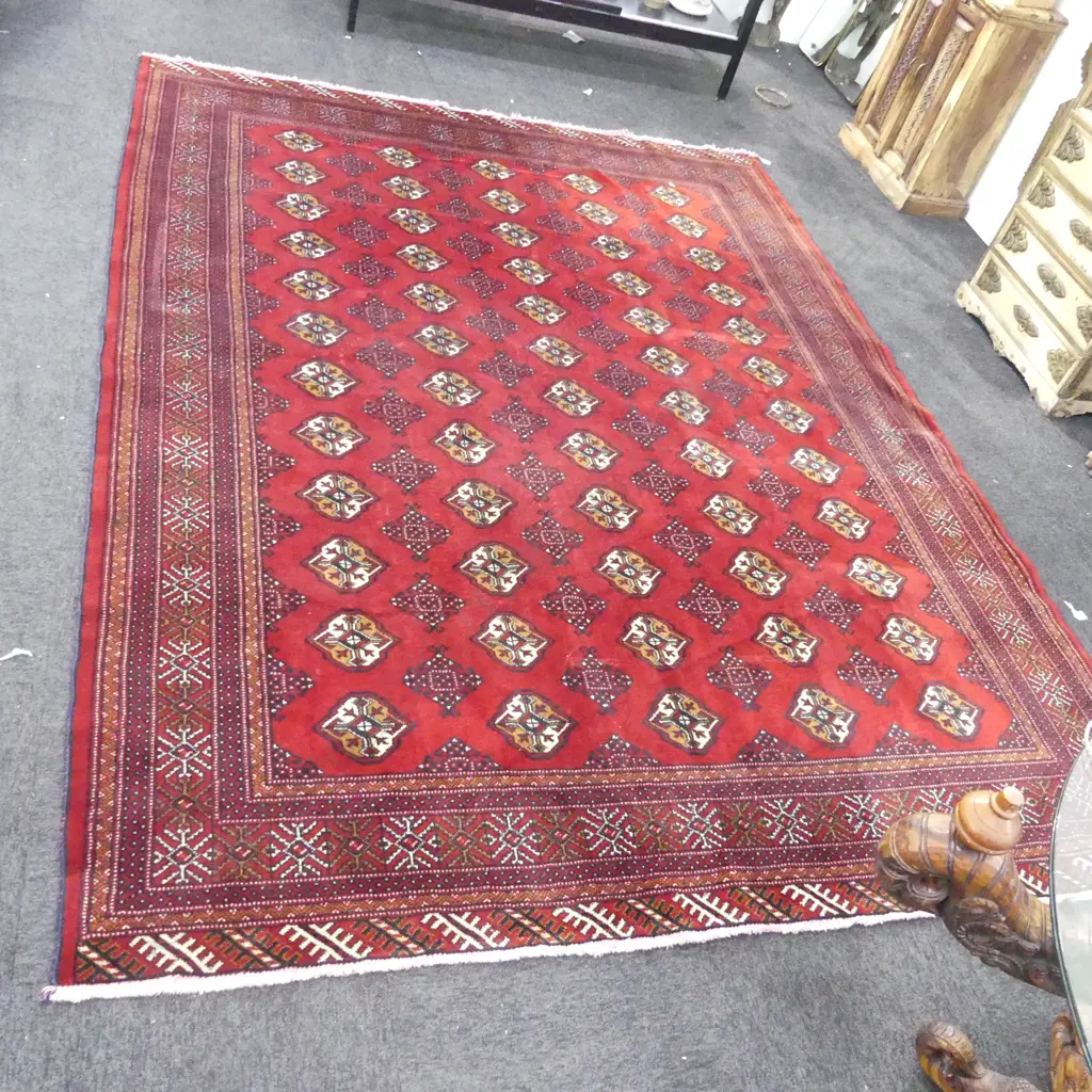 LG RED HAND KNOTTED WOOL PILE TURKMAN RUG 2900x2150mm Image 1++