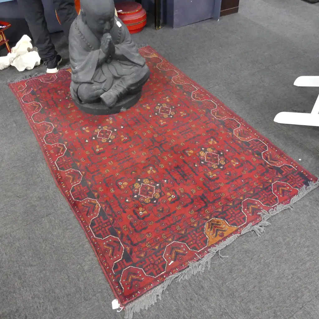 HAND KNOTTED AFGHAN KHAMYAB ALL WOOL RUG 1950x1260mm Image 1++