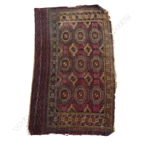 ANTIQUE AFGAN HAND KNOTTED ALL WOOL RUG SHOWING WEAR ,820 X 1320mm
