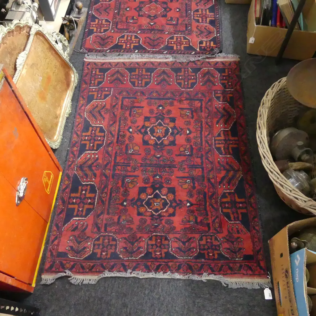 HAND KNOTTED AFGHAN KHAMYAB ALL WOOL RUG 1100x820mm Image 1++