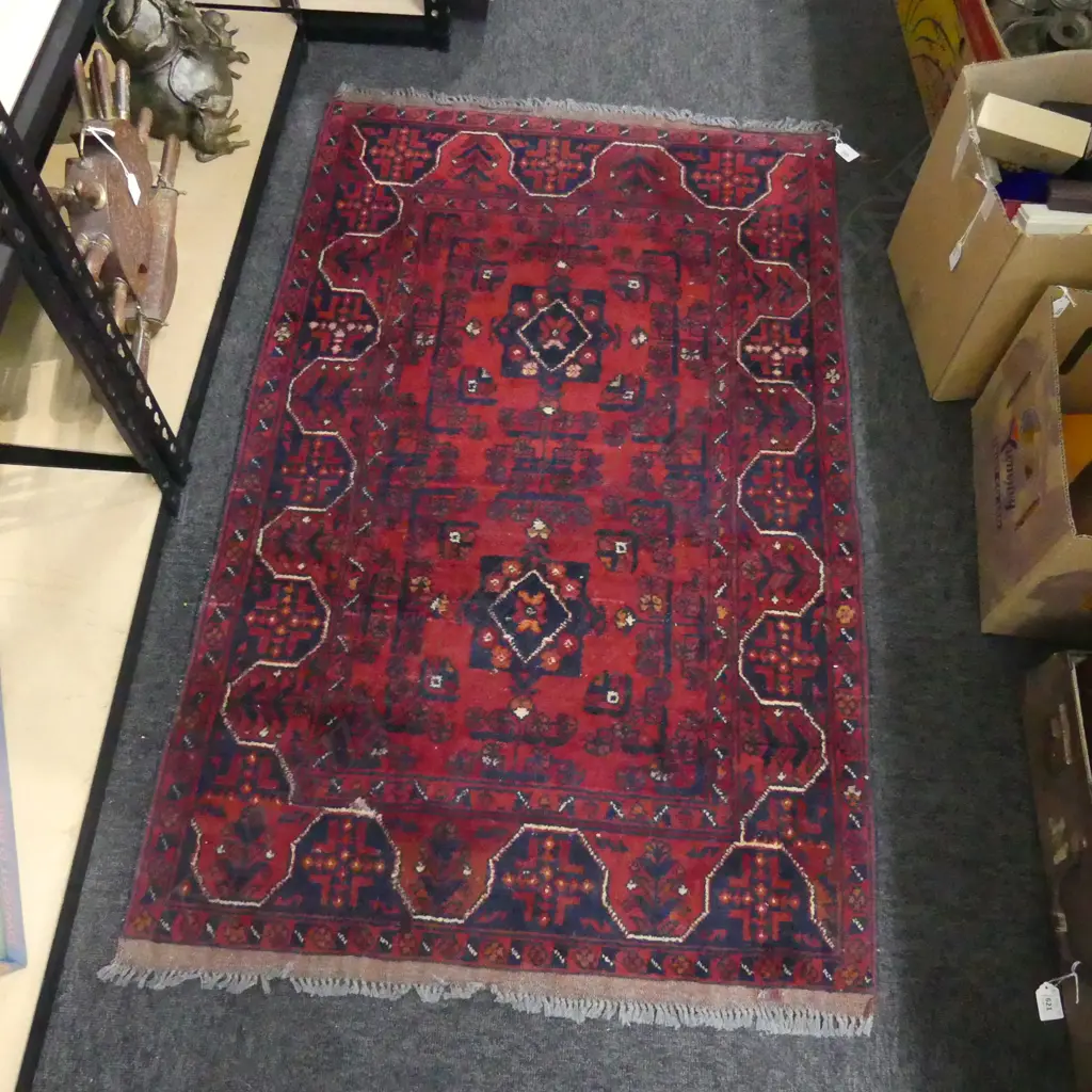 HAND KNOTTED AFGHAN KHAMYAB ALL WOOL RUG 1200x800mm Image 1++