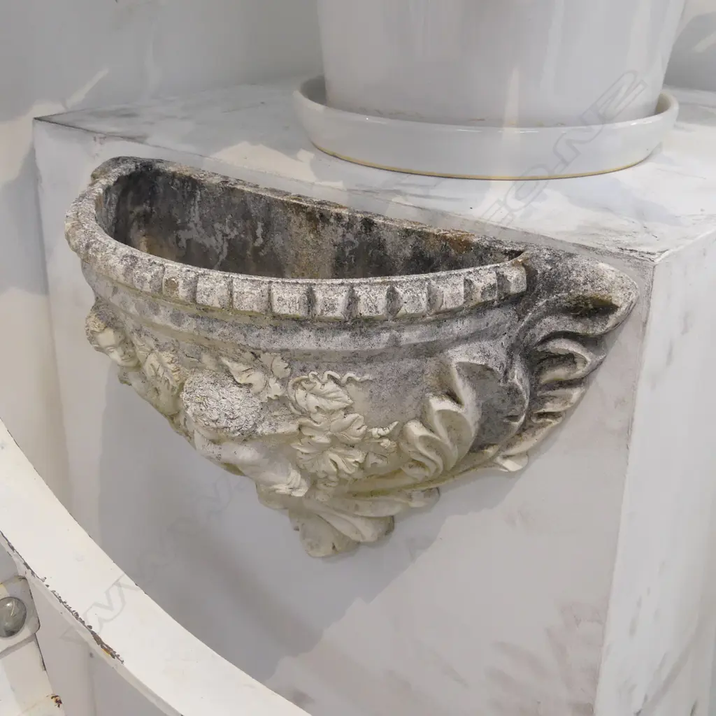 PR CONCRETE WALL PLANTER POTS WITH CHERUBS Image 1++