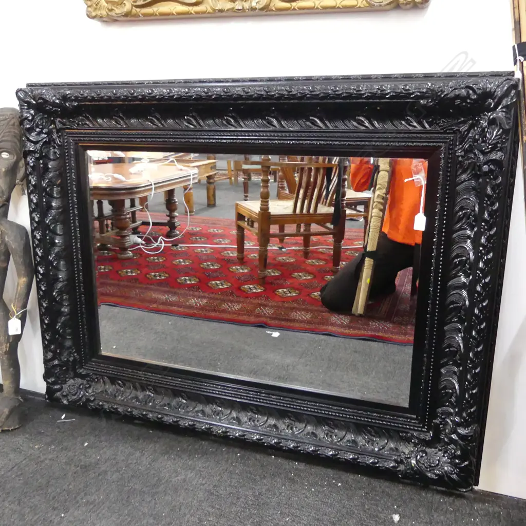 LG BLACK FRAME BEVELLED FRENCH STYLE MIRROR 1250 X 950MM Image 1++
