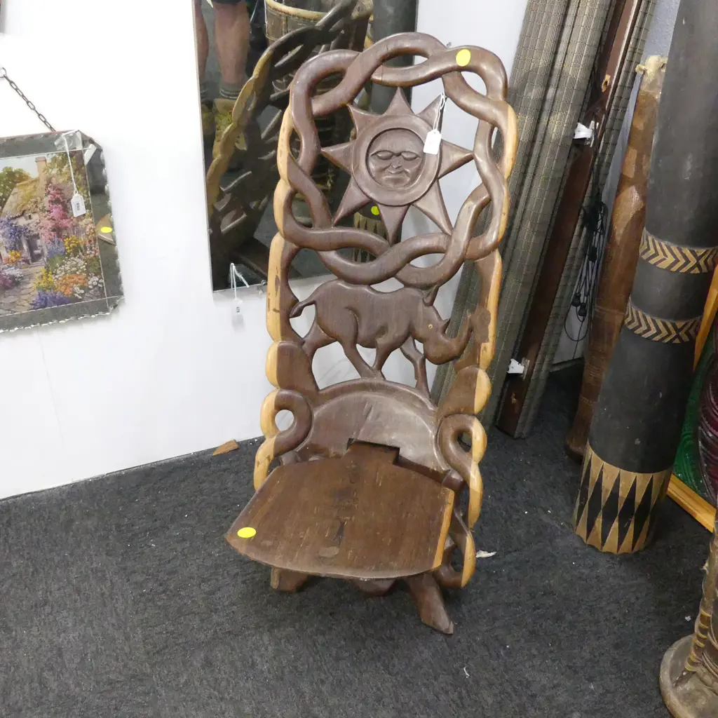 CARVED EBONY AFRICAN CHAIR H.810mm Image 1++