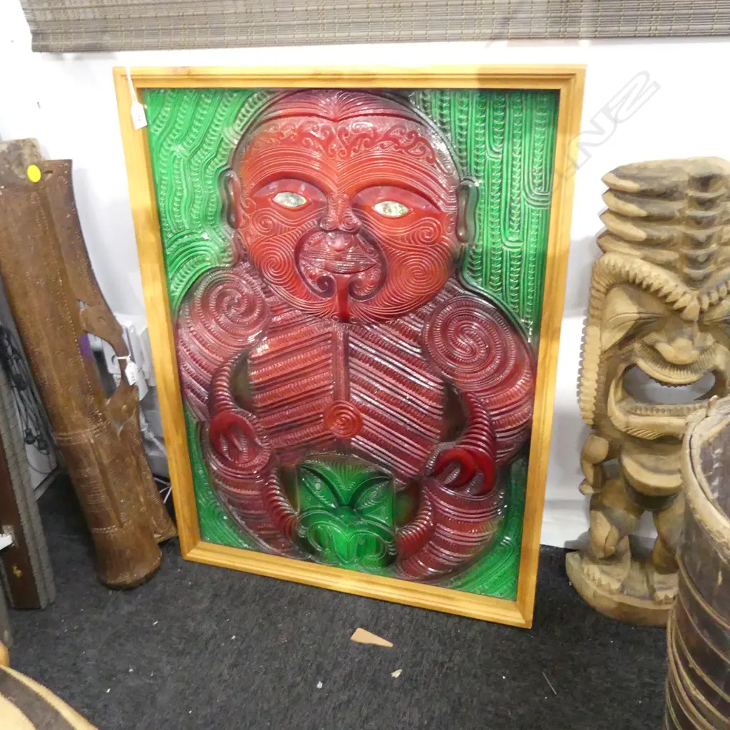 MAORI PAINTED PLASTER ARTWORK 800x590mm Image 1++