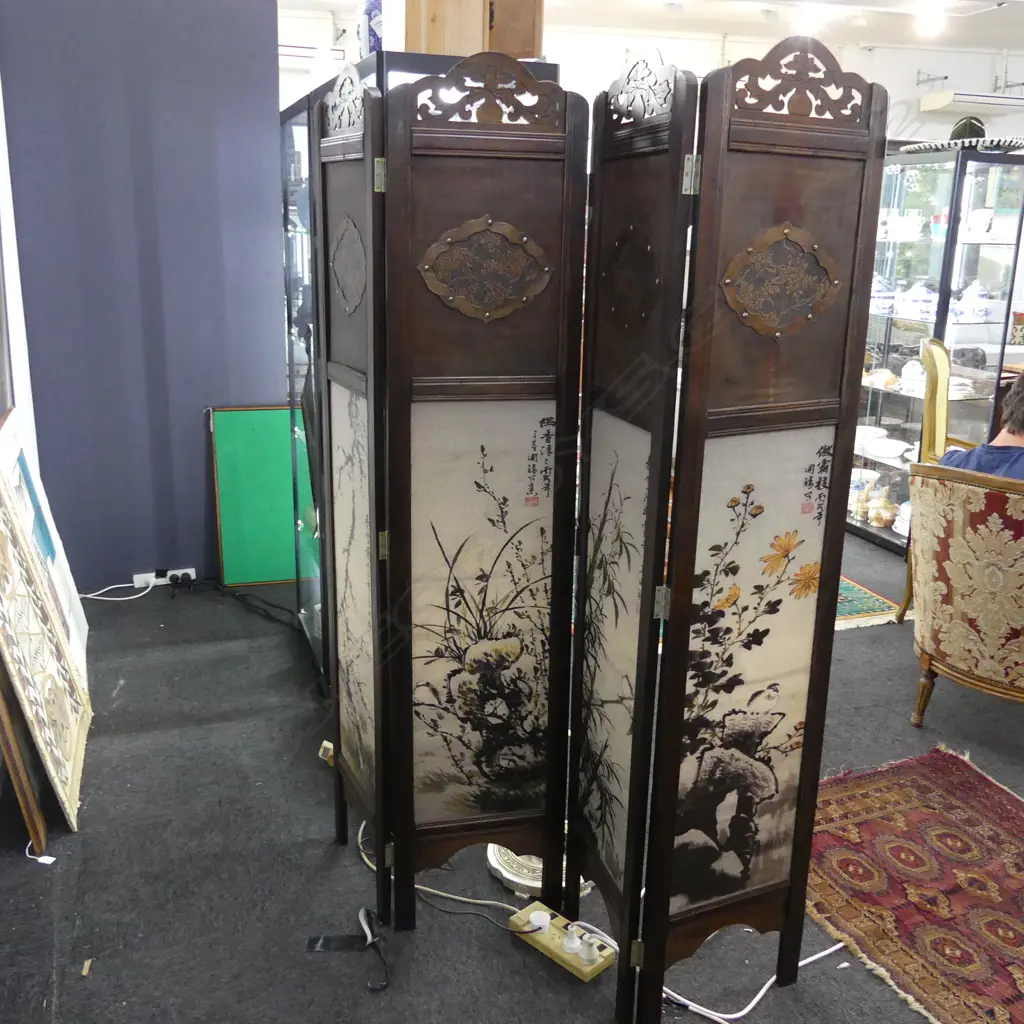 ORIENTAL 4 PANEL SCREEN / ROOM DIVIDER H1760 W1480MM Image 1++