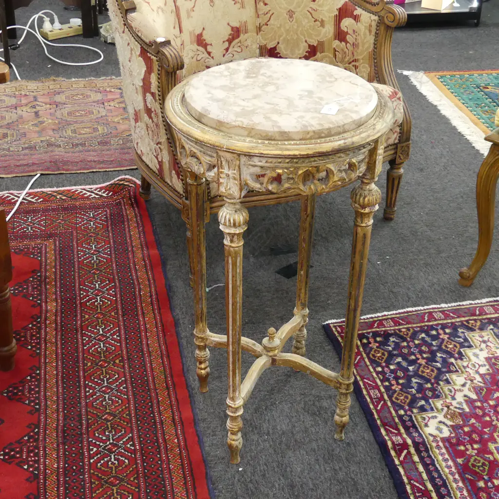 FRENCH GILT & MARBLE TABLE H 770 DIA 400MM Image 1++