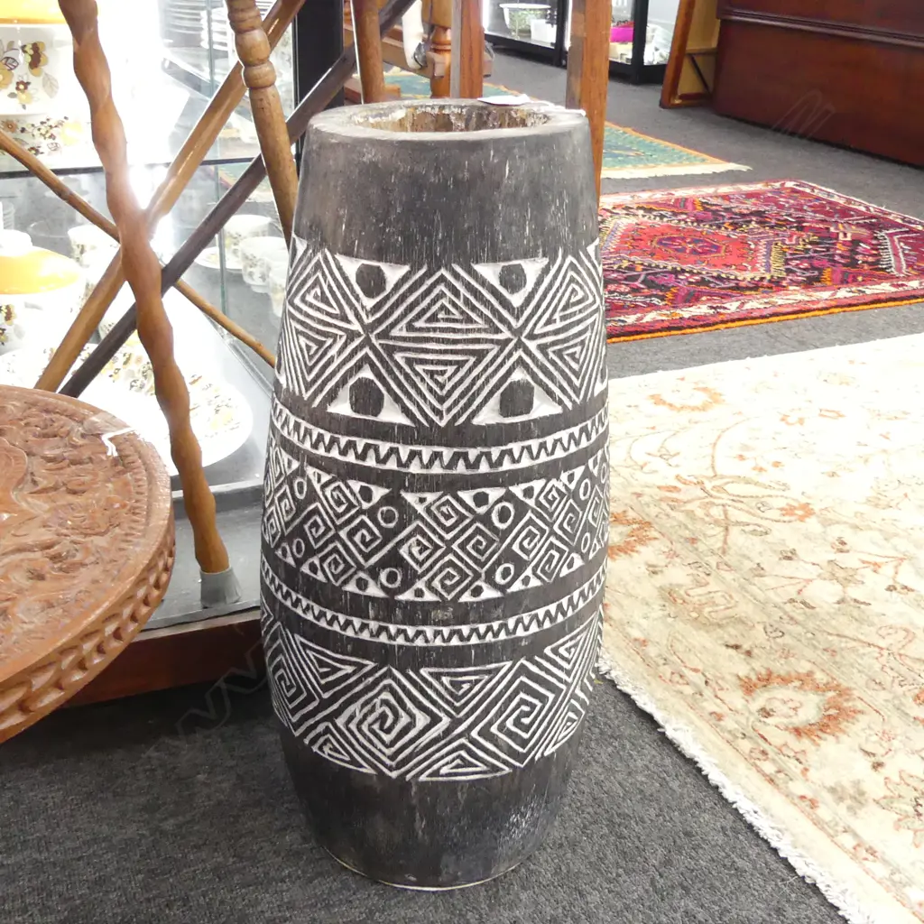 LARGE FIJIAN HARDWOOD POT H.510mm Image 1++