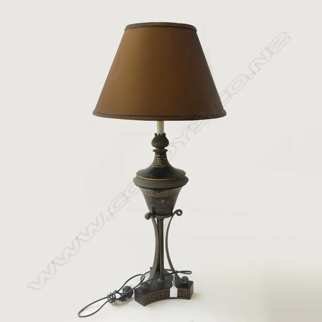 TABLE LAMP WITH BRONZED BASE, GRECIAN PATTERN H 860MM Image 1++
