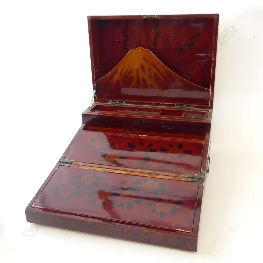ORIENTAL LACQUERED WRITING SLOPE BOX W.365mm Image 1++