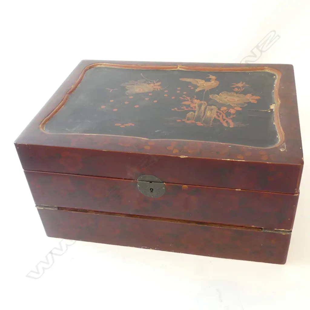 ORIENTAL LACQUERED WRITING SLOPE BOX W.365mm Image 1++