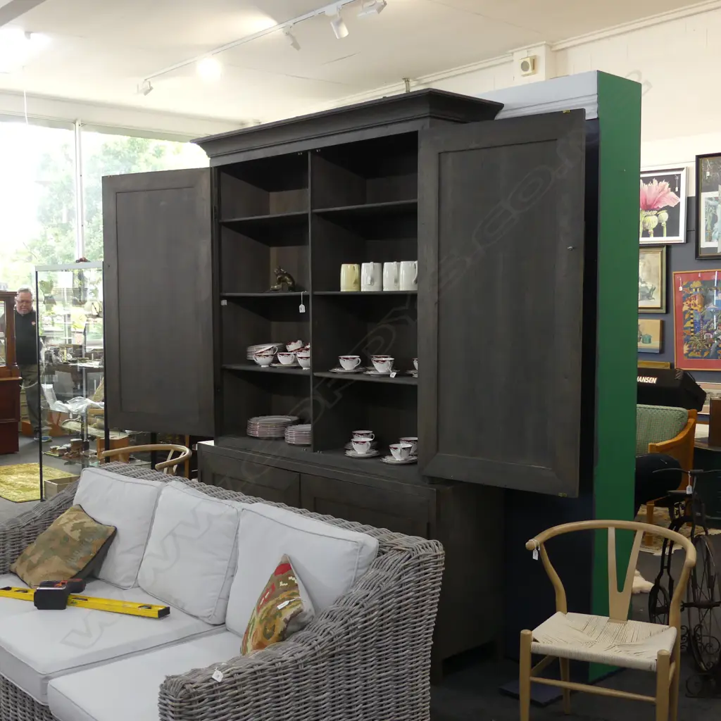 LARGE BERTOLLI CABINET WEATHERED GREYED WOOD AF Image 1++