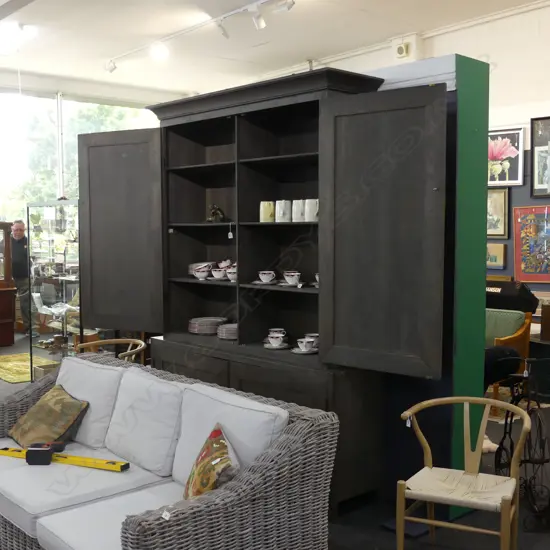 LARGE BERTOLLI CABINET WEATHERED GREYED WOOD AF