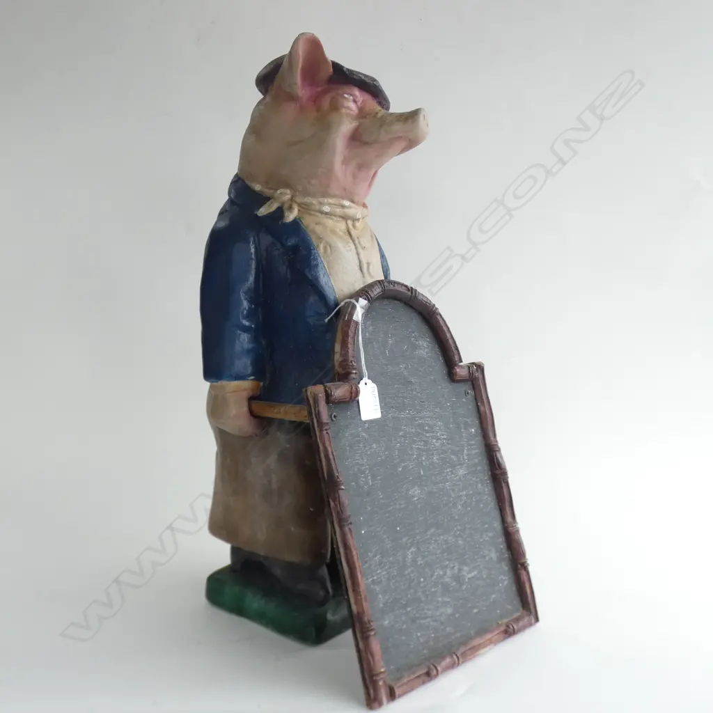 PAINTED RESIN 'PERCY PIG' w. BLACKBOARD H.550mm Image 1++