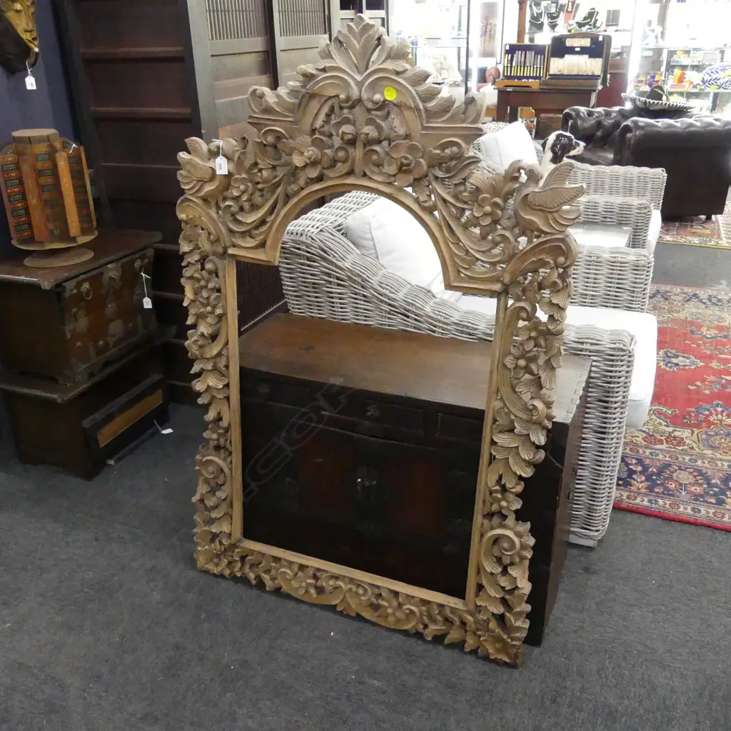 LARGE INDONESIAN CARVED WOODEN FRAME 1300x850mm Image 1++