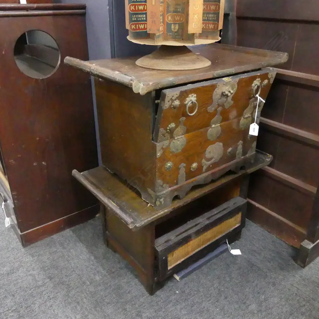 NEAR PAIR SMALL VINTAGE KOREAN CABINETS; 590x320x345mm Image 1++
