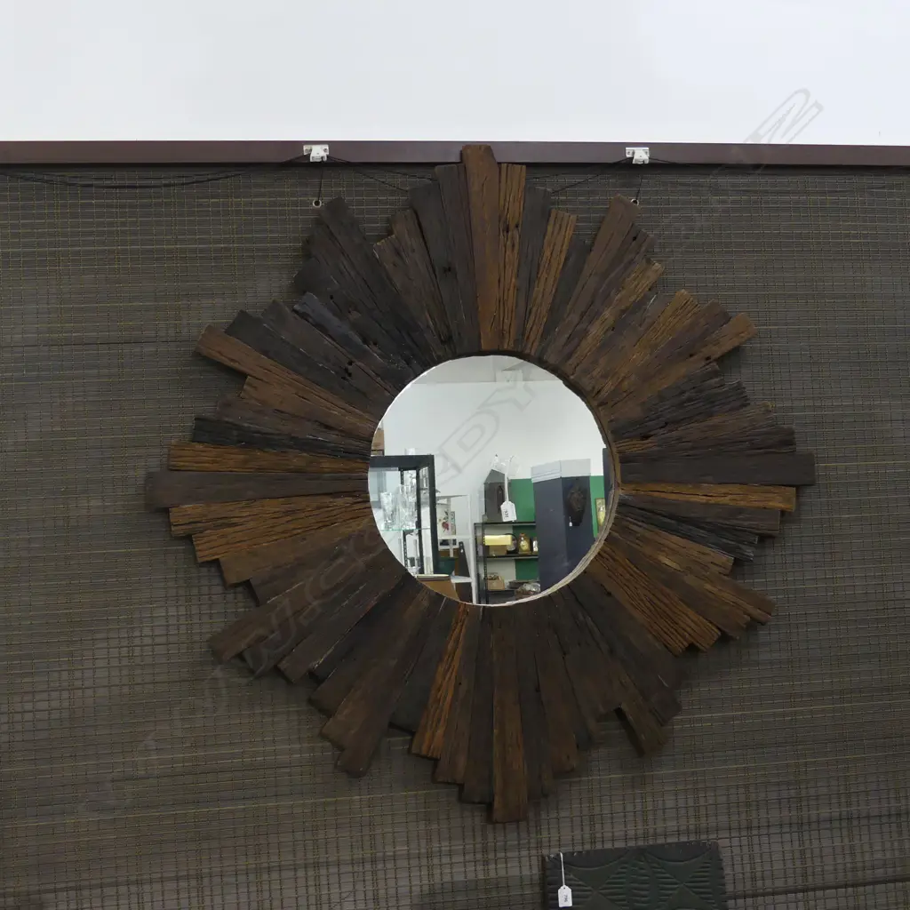 LGE CONTEMPORARY STAR BURST WOODEN MIRROR 1150mm dia Image 1++