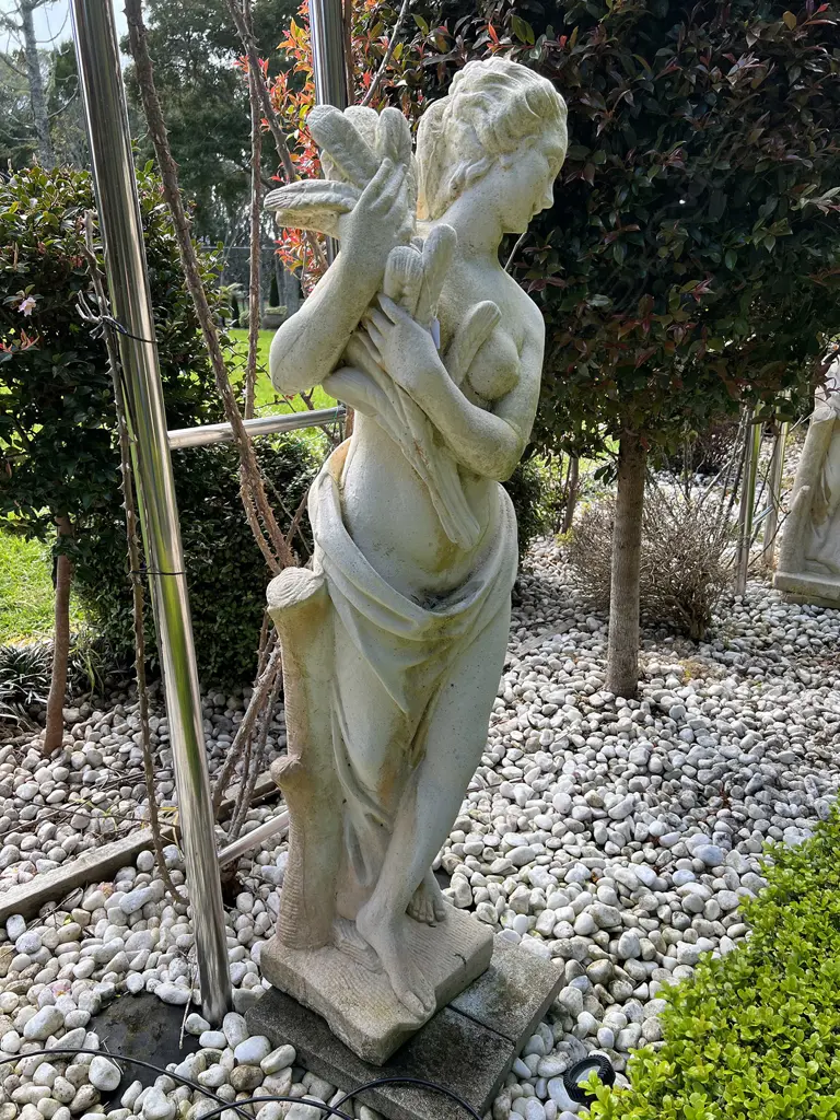 TALL CONCRETE GARDEN CLASSICAL GODDESS STATUE H.1400mm Semi naked w wheat sheaths Image 1++