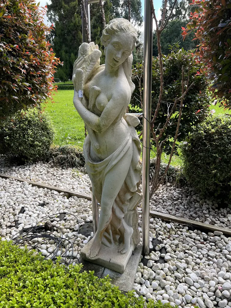 TALL CONCRETE GARDEN CLASSICAL GODDESS STATUE H.1400mm Semi naked w wheat sheaths Image 1++