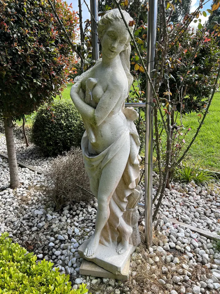 TALL CONCRETE GARDEN CLASSICAL GODDESS STATUE H.1400mm as above some damage to wheat Image 1++