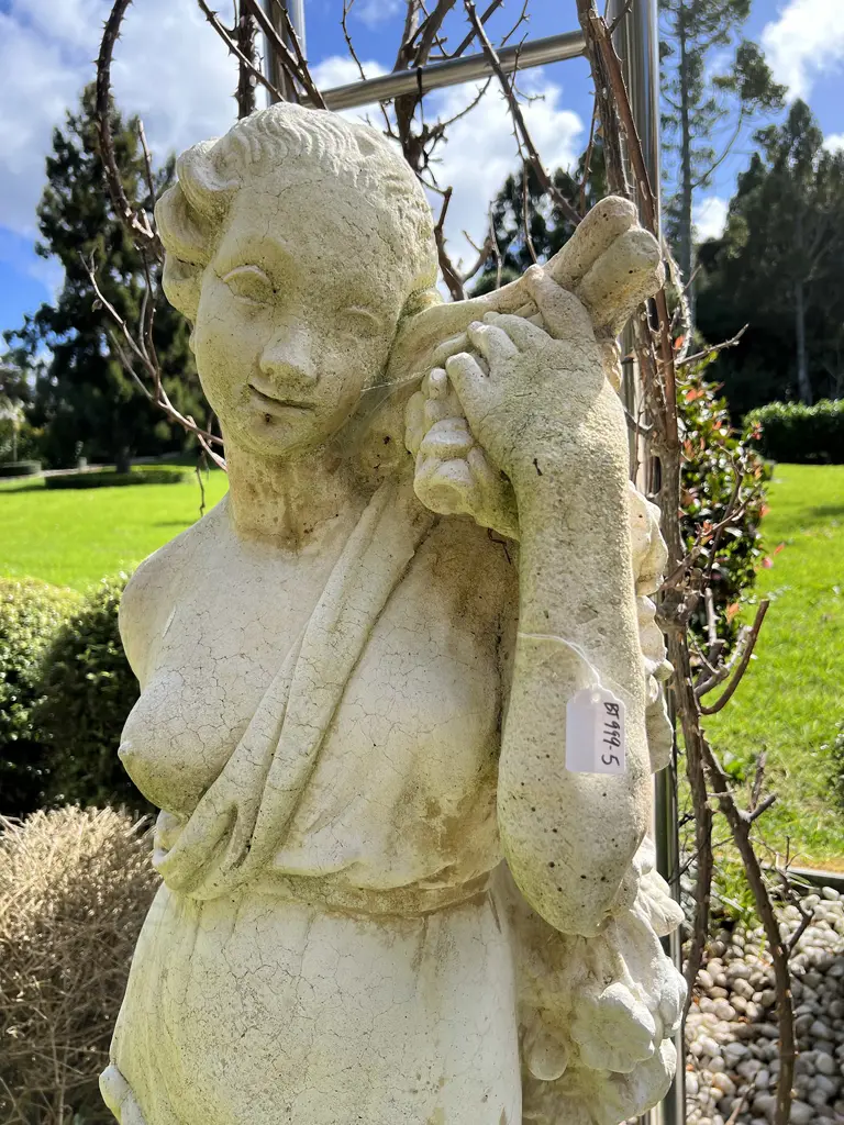 TALL CONCRETE GARDEN CLASSICAL GODDESS STATUE H.1400mm Semi naked w floral garland Image 1++